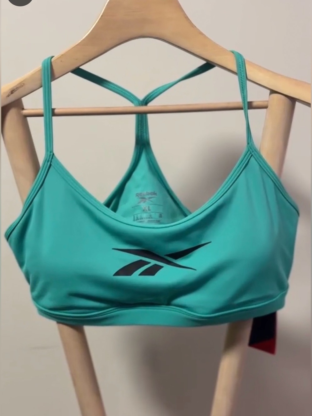 Reebok Skinny Strap Lux Sports Bra Medium Support Teal Green Size XL NWT‎